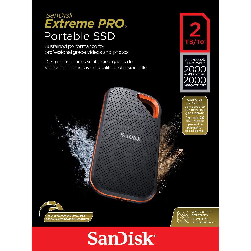 SanDisk Extreme PRO V2 Portable SSD - Solid State Drive, 2 TB, Black