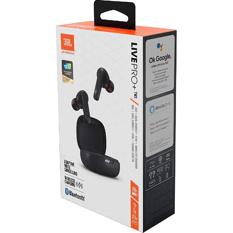 JBL LIVE Pro TWS Earbuds, Adaptive Noise Cancelling, Bluetooth, USB (Charging), Built-in Microphone, Black