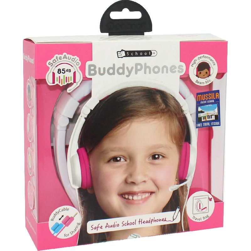 BuddyPhones School+ OnEar Headphones Wireless/Wired (Optional) Pink