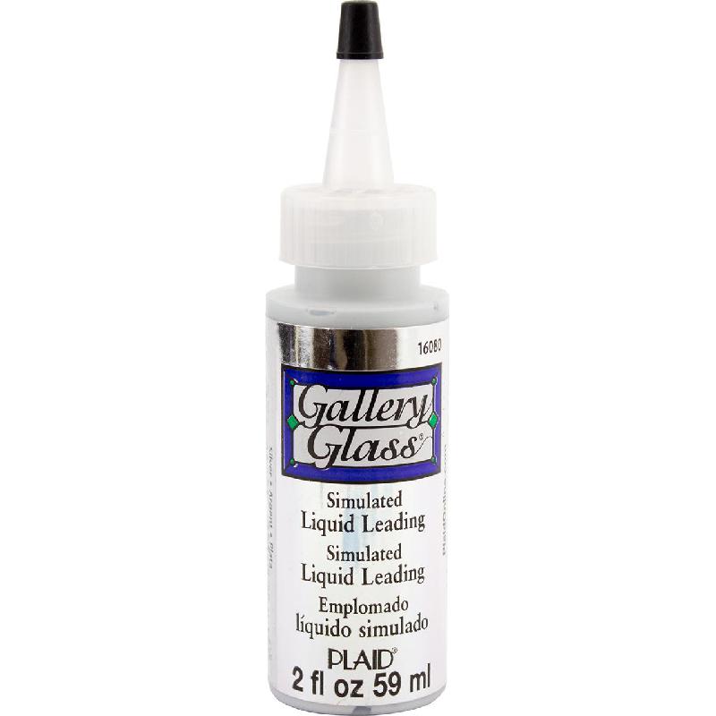 Plaid Gallery Glass Painting Simulated Liquid Leading, Black, 8.00 oz