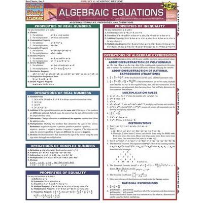 Algebraic Equations Quick Study Reference Guide Staffs of BarCharts ...