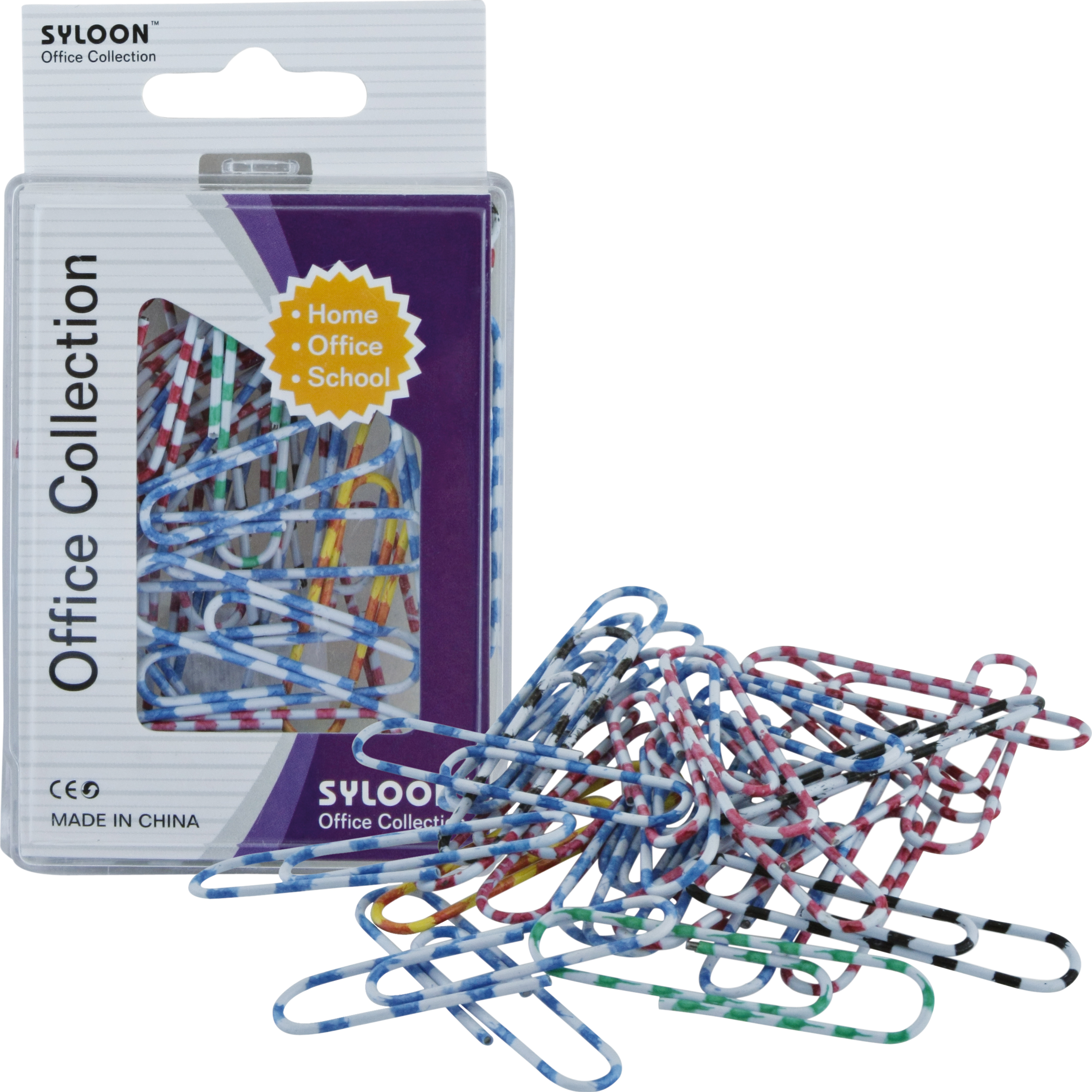 Syloon Zebra Paper Clips, Plastic (PVC) Coated, Assorted Color