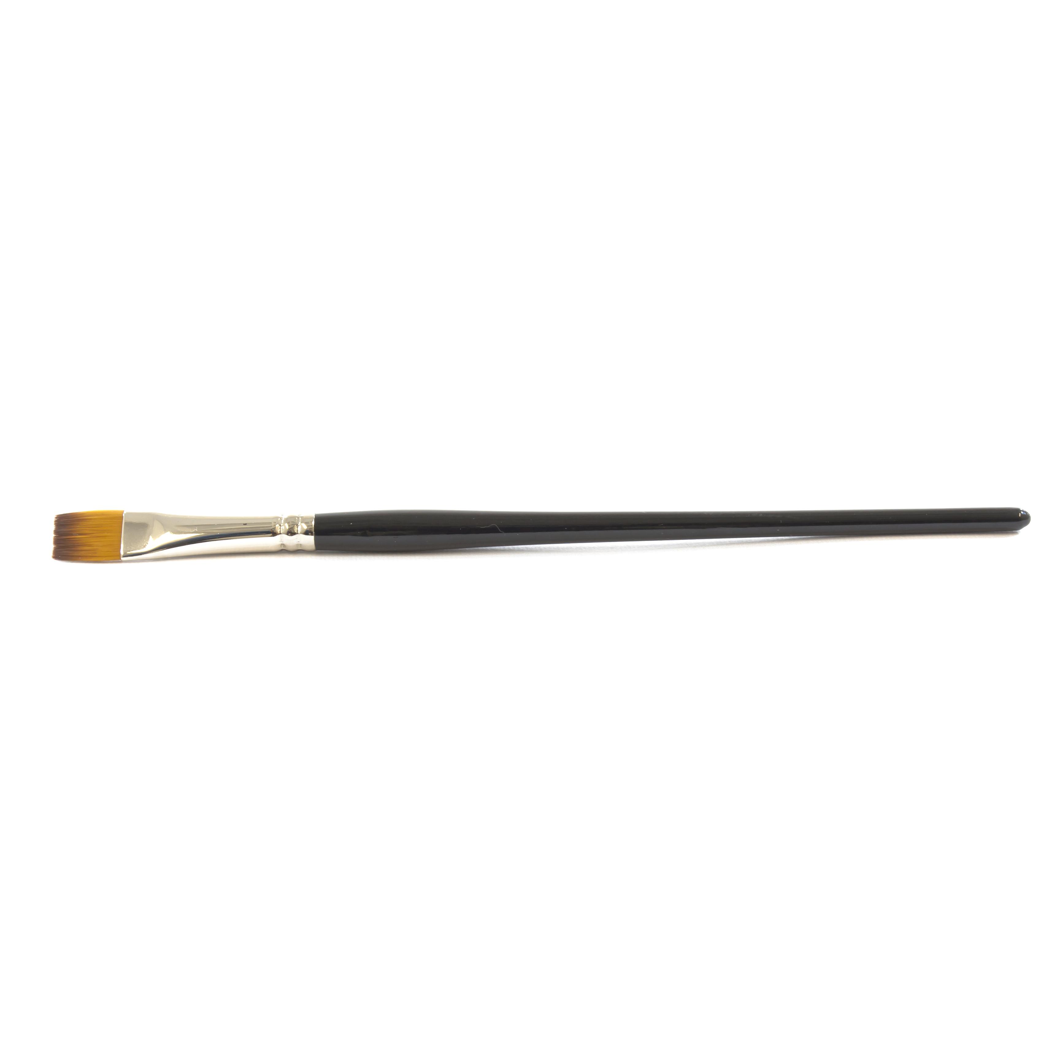 Short Handle Artist Brush, Brown Taklon, Flat, for Watercolor and