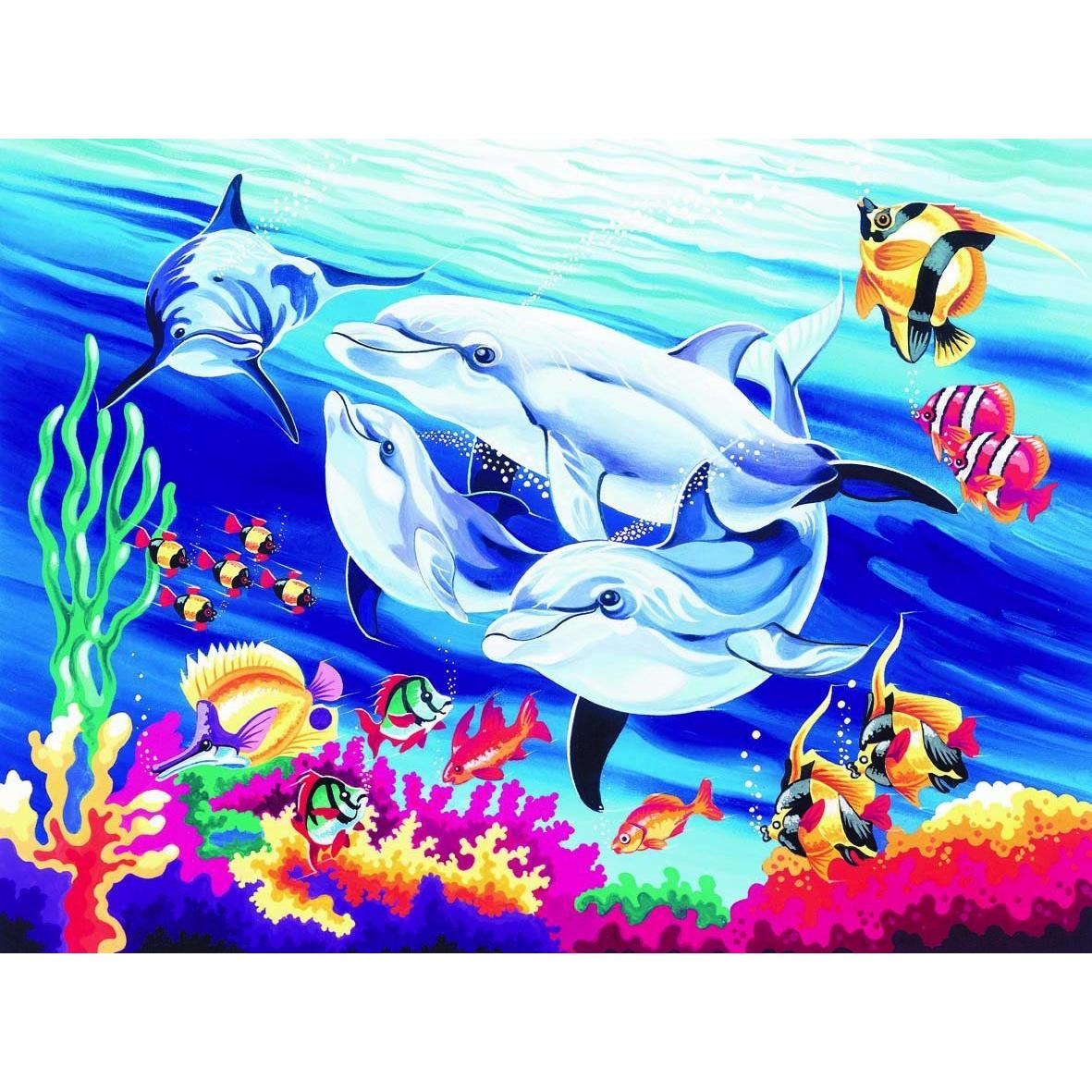 Reeves Paint by Numbers Underwater Dolphins Picture Coloring Activity
