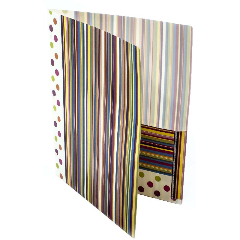 Portfolio, Stripes, A4, 2 Pockets, 3 Ring Fastener,