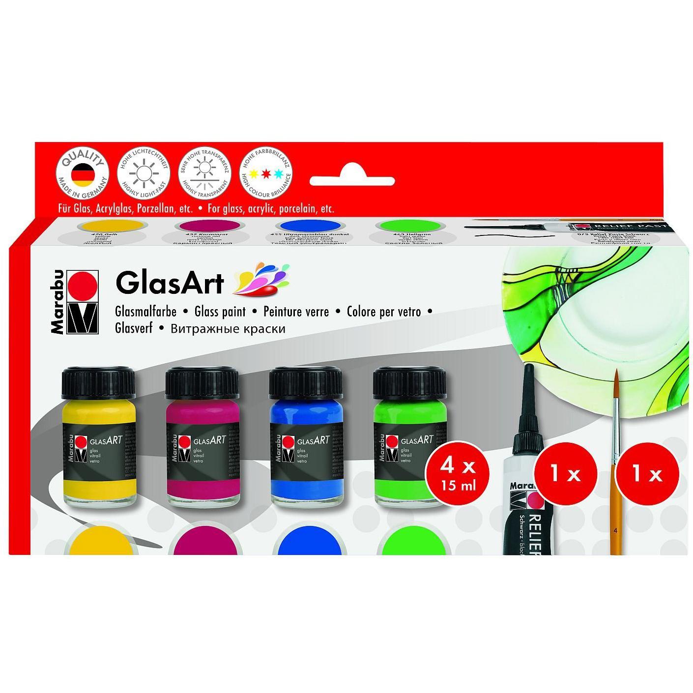 Marabu Glass Painting Organic Solvent Based Paint;Liner;Brush