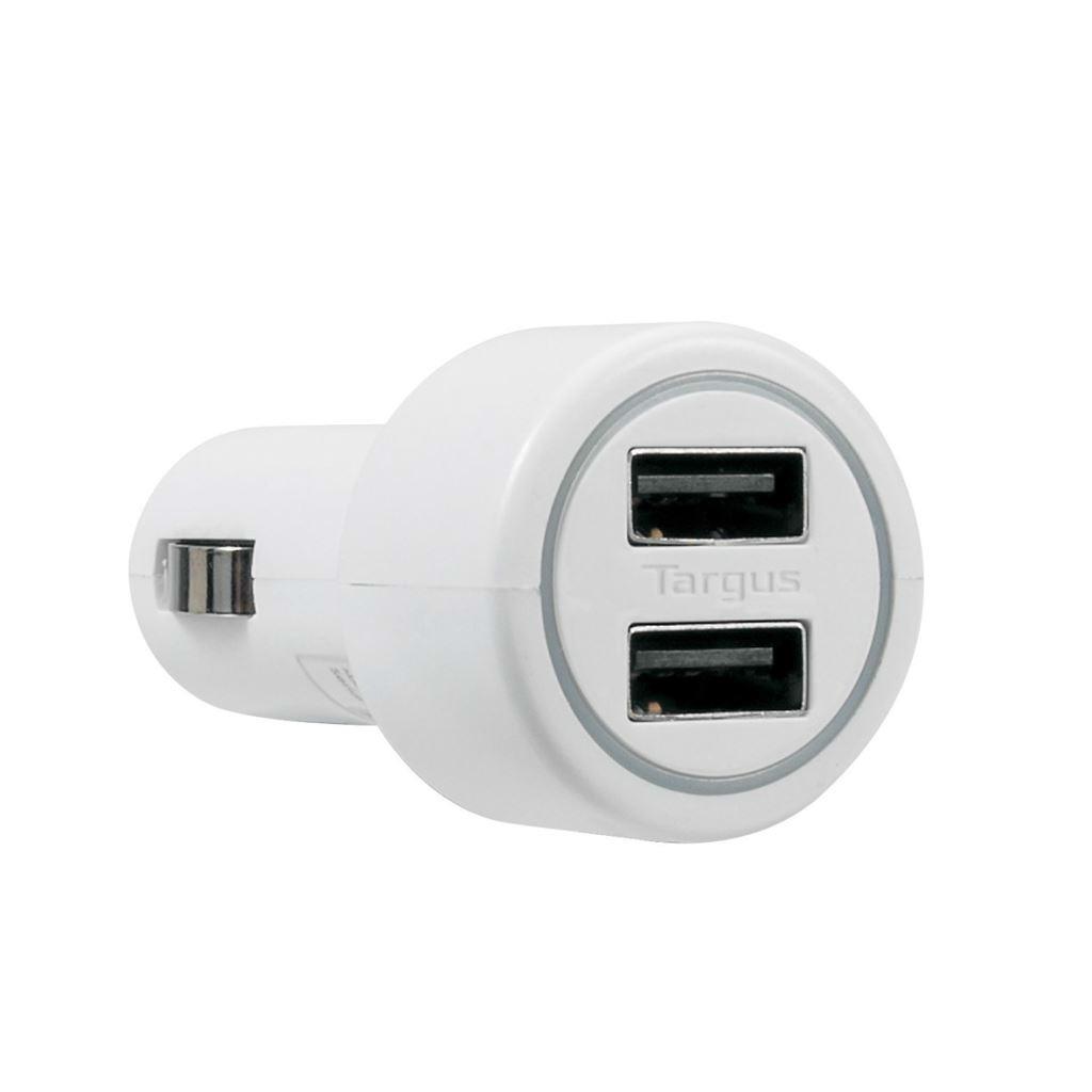 Targus Car Charger, 5.1 Volts, Dual USB, White