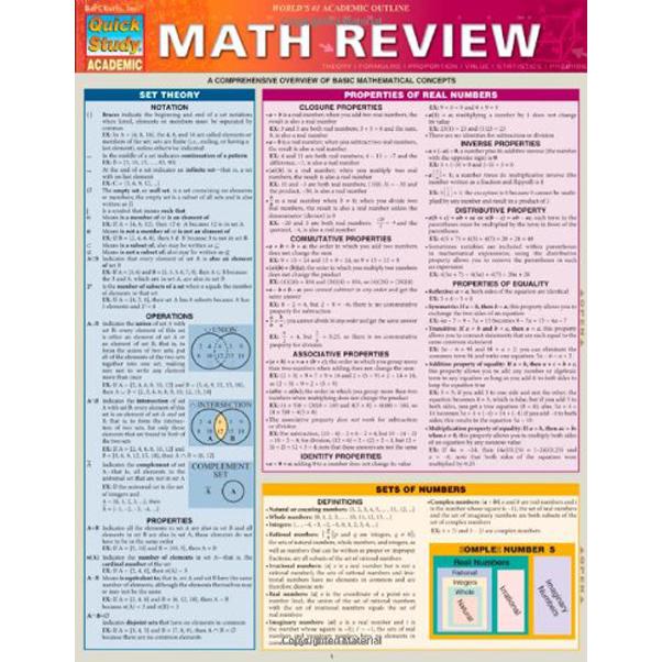 Math Review Quick Study Reference Guide Staffs of BarCharts - Jarir.com KSA