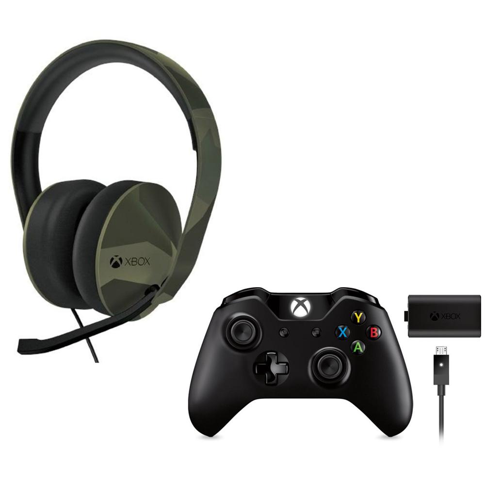 Microsoft Stereo Headset + Wireless Controller with Play n Charge Kit