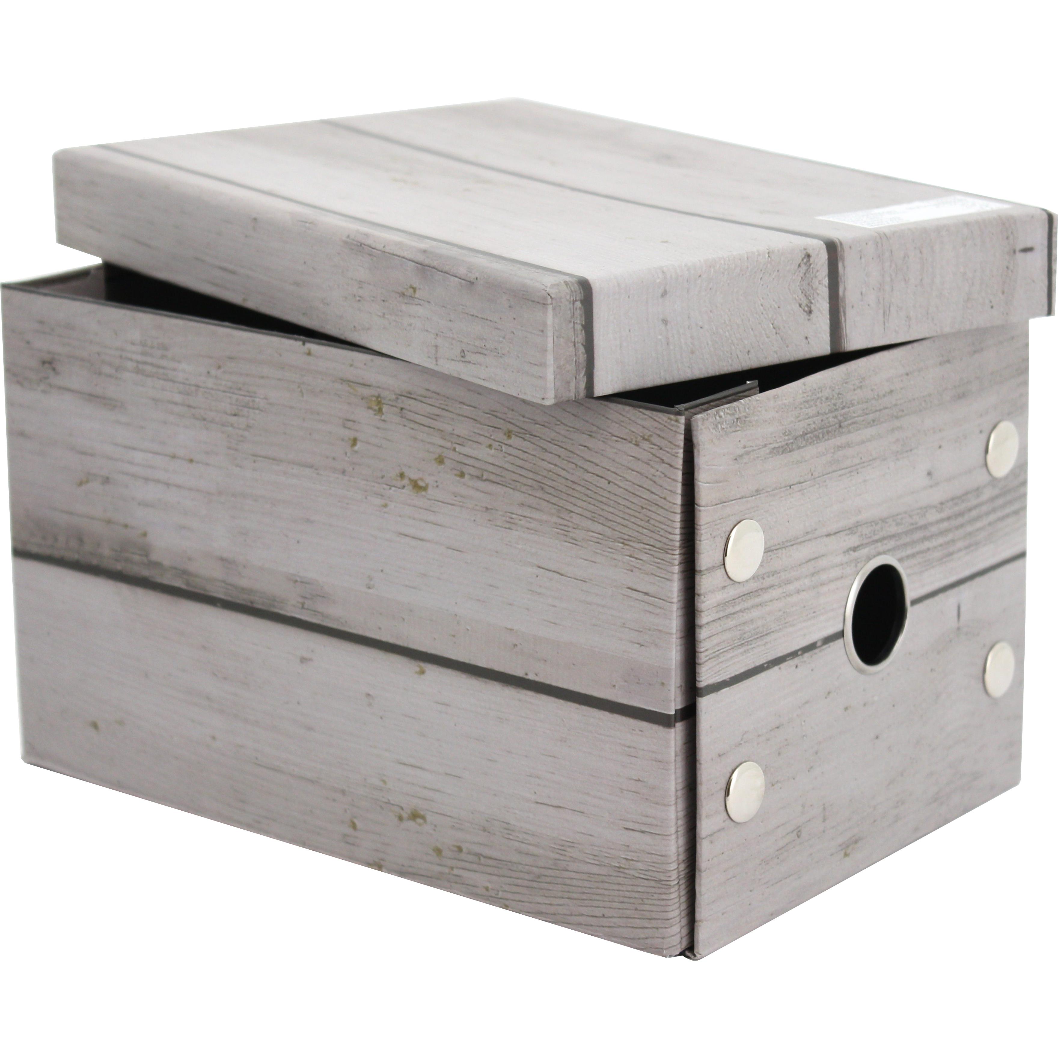 Archive Box, 40 X 30 X 17 cm, Paper/Metal, Dark Grey (Textured Wood