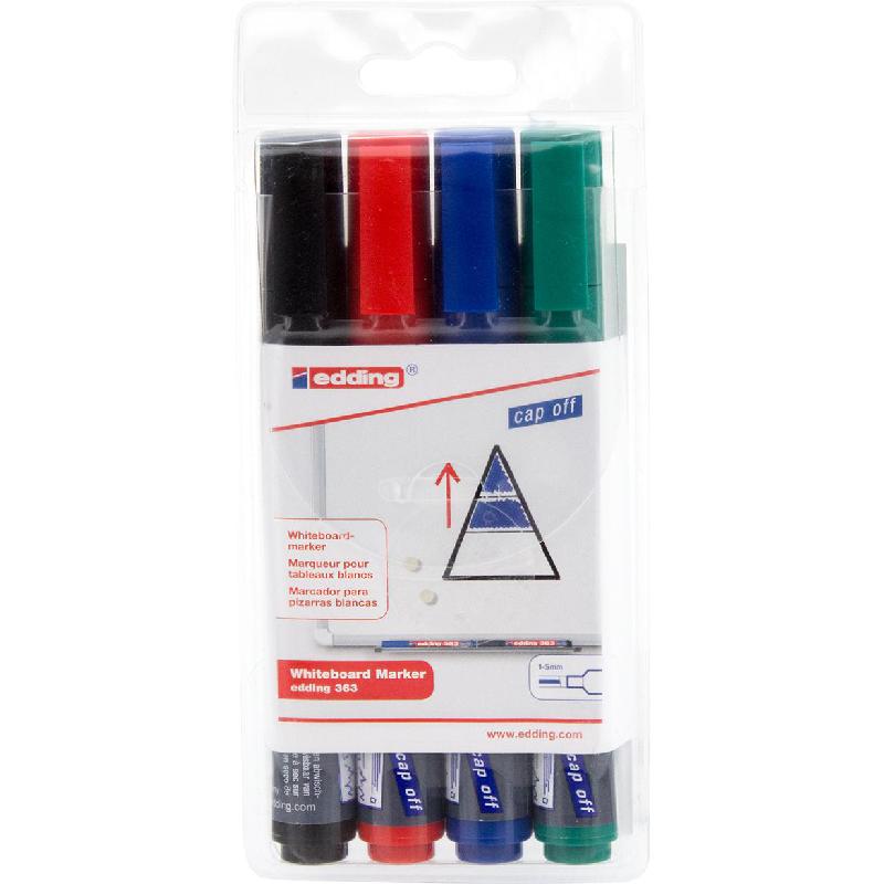Edding 383 Flip Chart Marker, 1 5 mm Chisel Tip, Black;Blue;Green;Red