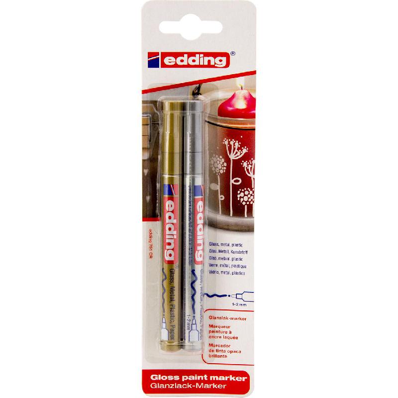 Edding 751 Paint Marker 1 2 mm Round Tip Gold/Silver Jarir