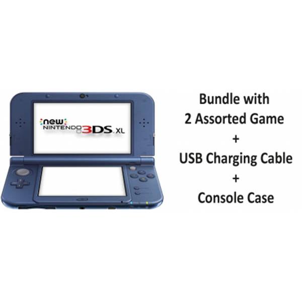 Nintendo 3DS XL Bundle with 2 Assorted Games;USB Charging Cable