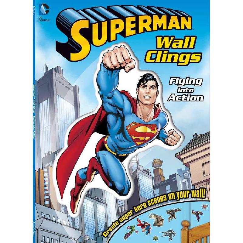 DC Superman Flying Into Action (Wall Clings) | الأطفال | الكتب الانجليزية | المراجع والموسوعات | 9-6 كتب للناشئة سن | كتب ملصقات للاطفال (5 - 8) | عروض التصفية