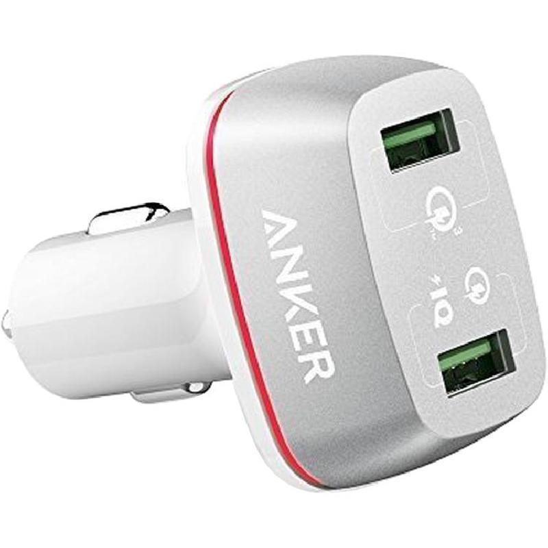 Anker PowerDrive+ 2 USB Car Charger, Quick Charge 3.0, Dual USB, White