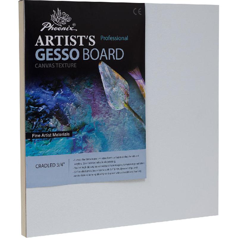 Phoenix Artists Gesso Canvas Panel Board, Square, Gesso Primed Canvas