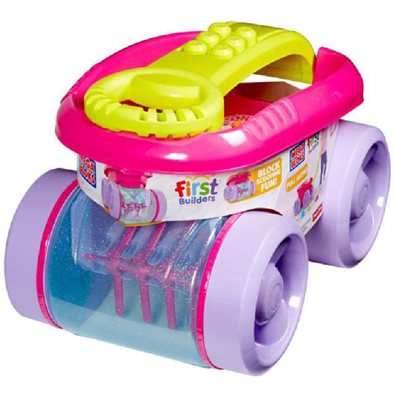 MEGA BLOKS First Builders Block Scoping Wagon Pink Activity Blocks