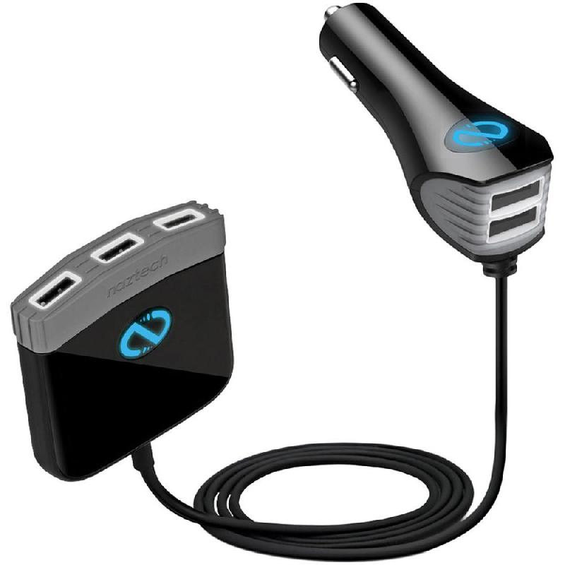 Naztech Roadstar 5 USB Car Charger, Fast Battery Charging, 5 USB, Black