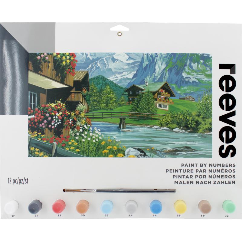 Reeves Paint by Numbers Mountain Chalets Coloring Activity Set All Age Group Jarir Bookstore KSA