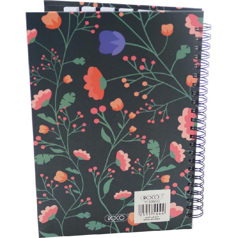 Roco Sticky Notebook, Flower, A5, 80 Pages (40 Sheets), Blank/Ruled, Black/Pink