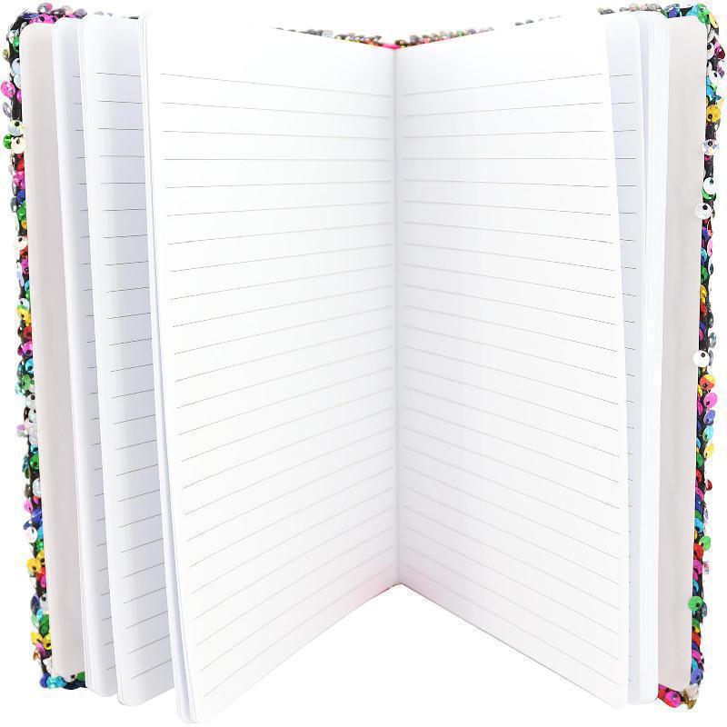 Roco Notebook, Unicorn Sequins, A5, 96 Sheets, Lined, Silver/Rainbow