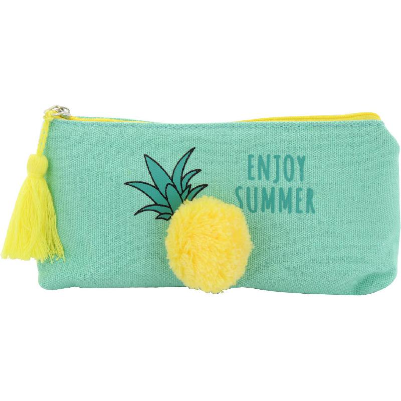 Soft Pencil Case, "Enjoy Summer", Green/Yellow